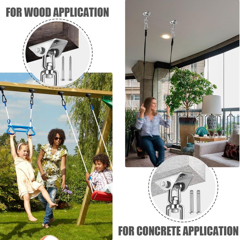 YOSE 2-Pack Hammock Hanging kit,360°Rotating 1200 lb Capacity Heavy Duty,Hanger & Swing Hook Snap for Concrete Wood,Hammock,Veranda Seat,Chair,Swing Sets,Yoga and Gym（Without Chain ） - Image 2